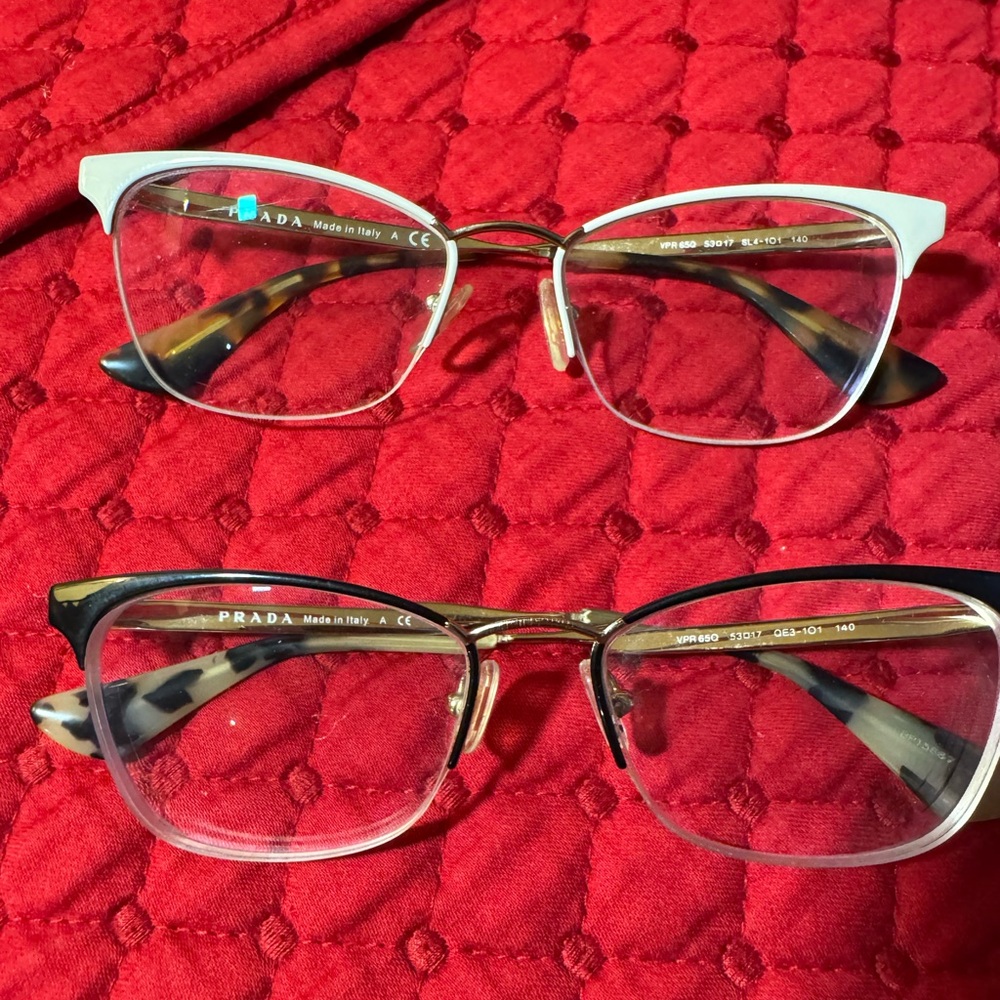 Prada Women's Black and Gold Frame Glasses